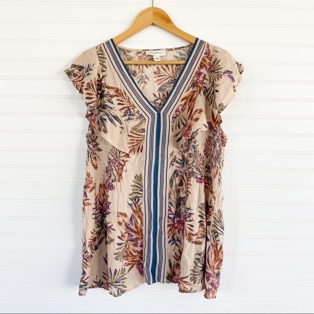 Vintage America Floral palm blouse Size Medium
